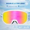 EXP VISION Ski/Snowboard Goggles, Anti-Fog Snow Goggles for Men & Women – Perfect for Skiing, Snowboarding & Winter Sports(White Frame-pink)