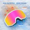 EXP VISION Ski/Snowboard Goggles, Anti-Fog Snow Goggles for Men & Women – Perfect for Skiing, Snowboarding & Winter Sports(White Frame-pink)
