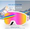 EXP VISION Ski/Snowboard Goggles, Anti-Fog Snow Goggles for Men & Women – Perfect for Skiing, Snowboarding & Winter Sports(White Frame-pink)