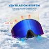 EXP VISION Ski/Snowboard Goggles, Magnetic Lens Snow Goggles with Anti-Fog & UV400 Protection for Men & Women(Black Frame-blue)