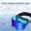 EXP VISION Ski/Snowboard Goggles, Magnetic Lens Snow Goggles with Anti-Fog & UV400 Protection for Men & Women(Black Frame-blue)