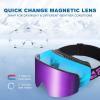 EXP VISION Ski/Snowboard Goggles, Magnetic Lens Snow Goggles with Anti-Fog & UV400 Protection for Men & Women(Black Frame-purple)