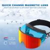 EXP VISION Ski/Snowboard Goggles, Magnetic Lens Snow Goggles with Anti-Fog & UV400 Protection for Men & Women(Black Frame-red)