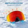 EXP VISION Ski/Snowboard Goggles, Magnetic Lens Snow Goggles with Anti-Fog & UV400 Protection for Men & Women(Black Frame-red)