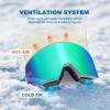 EXP VISION Ski/Snowboard Goggles, Magnetic Lens Snow Goggles with Anti-Fog & UV400 Protection for Men & Women(Gray Frame-green)