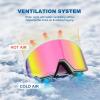 EXP VISION Ski/Snowboard Goggles, Magnetic Lens Snow Goggles with Anti-Fog & UV400 Protection for Men & Women(White Frame-pink)