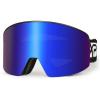 imageEXP VISION SkiSnowboard Goggles Magnetic Lens Snow Goggles with AntiFog ampamp UV400 Protection for Men ampamp WomenBlack Frameblue