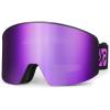 EXP VISION Ski/Snowboard Goggles, Magnetic Lens Snow Goggles with Anti-Fog & UV400 Protection for Men & Women(Black Frame-purple)