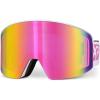 EXP VISION Ski/Snowboard Goggles, Magnetic Lens Snow Goggles with Anti-Fog & UV400 Protection for Men & Women(White Frame-pink)