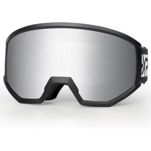 EXP VISION Ski/Snowboard Goggles, Anti-Fog Snow Goggles for Men & Women – Perfect for Skiing, Snowboarding & Winter Sports(Black Frame-silver)