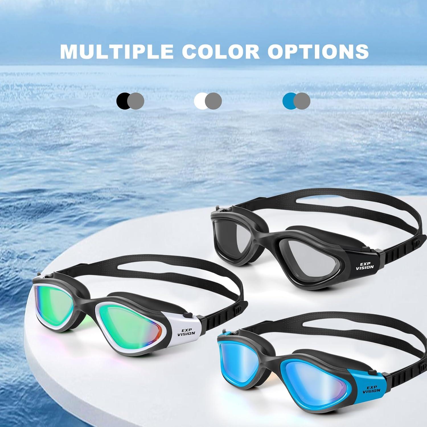 imageEXP VISION Adult Swim Goggles Anti Fog Swimming Goggles Women Men No Leaking Triathlon Water GogglesBluemirror Blue