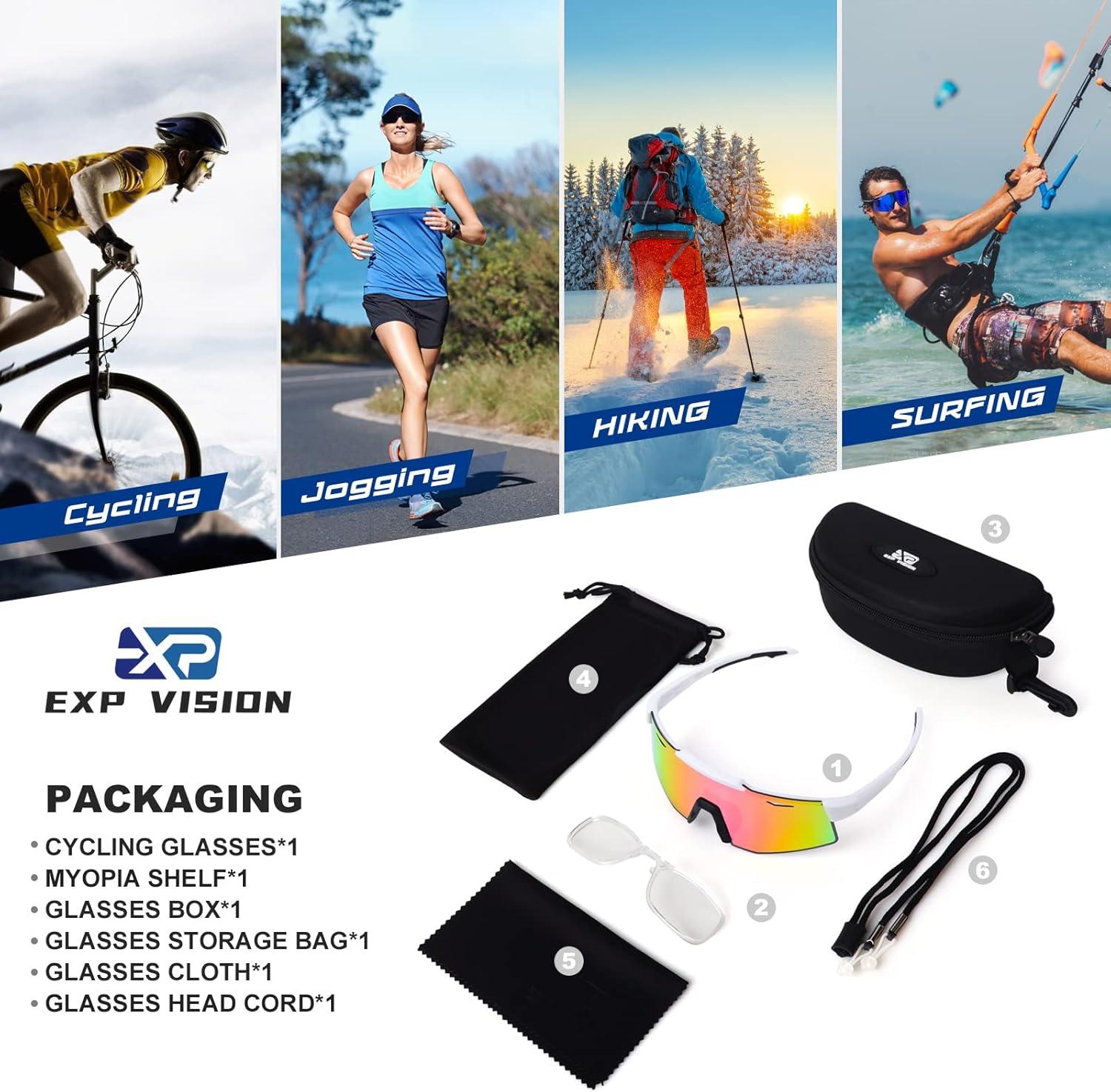 imageEXP VISION Polarized Cycling Glasses UV 400 Sports Sunglasses Biking Goggles Running Hiking Golf Fishing DrivingClearpink