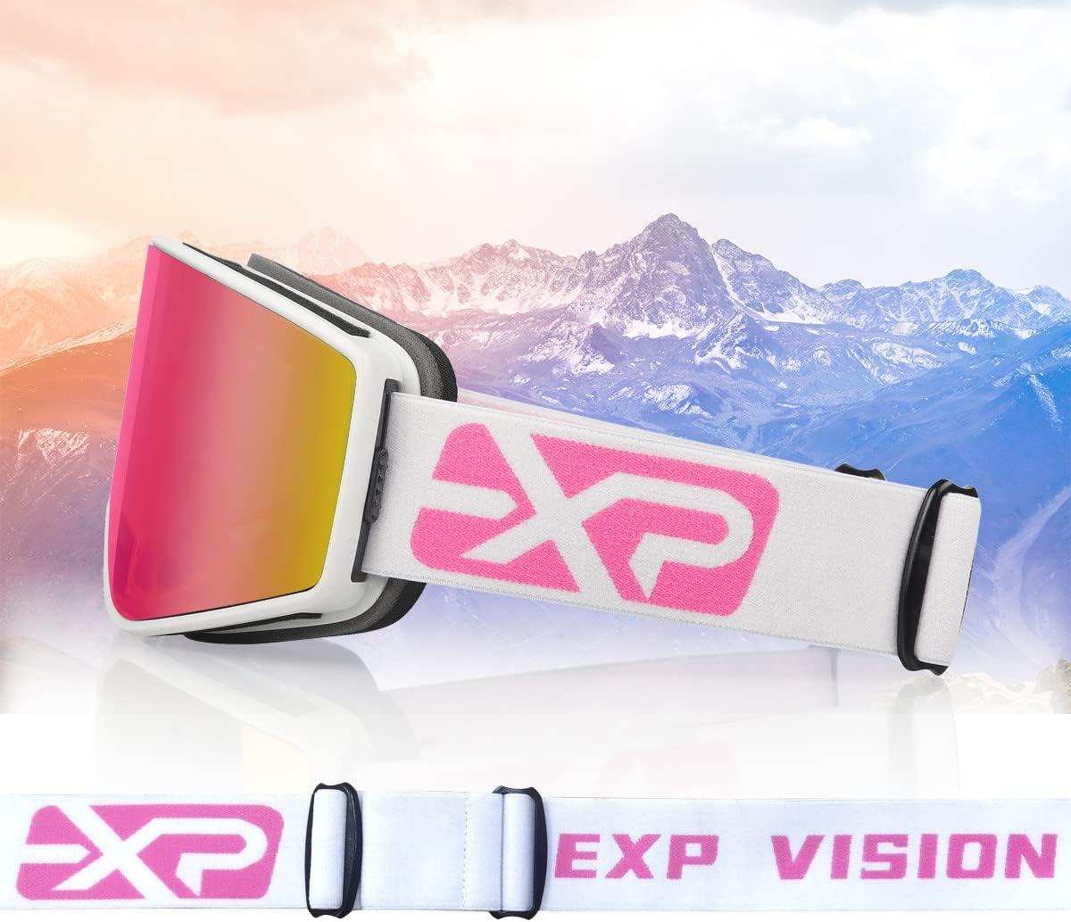 imageEXP VISION SkiSnowboard Goggles Parentchild Snow Goggles Over Glasses for Men Women Youth KidsAdult Ski Gogglespink