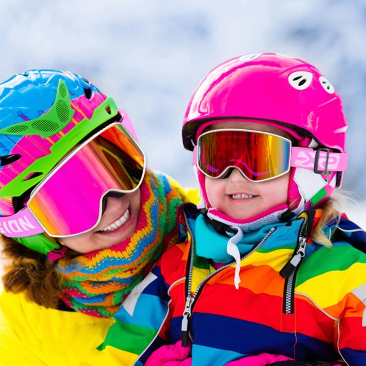 imageEXP VISION SkiSnowboard Goggles Parentchild Snow Goggles Over Glasses for Men Women Youth KidsAdult Ski Gogglespink