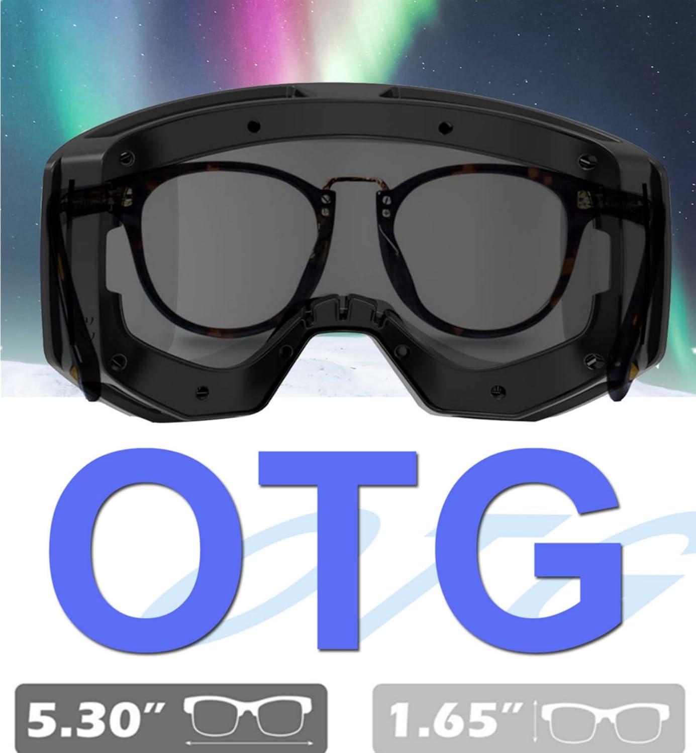 imageEXP VISION SkiSnowboard Goggles for Men Women OTG Snow Goggles Anti Fog UV ProtectionBlack Frame Sliver