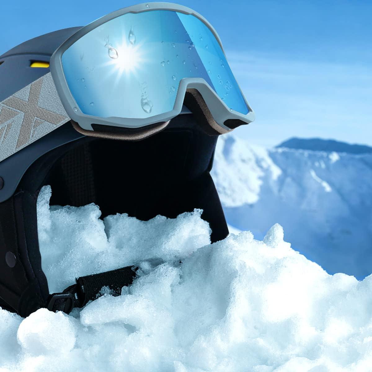 imageEXP VISION SkiSnowboard Goggles for Men Women OTG Snow Goggles Anti Fog UV ProtectionGrey Frame Dream Blue