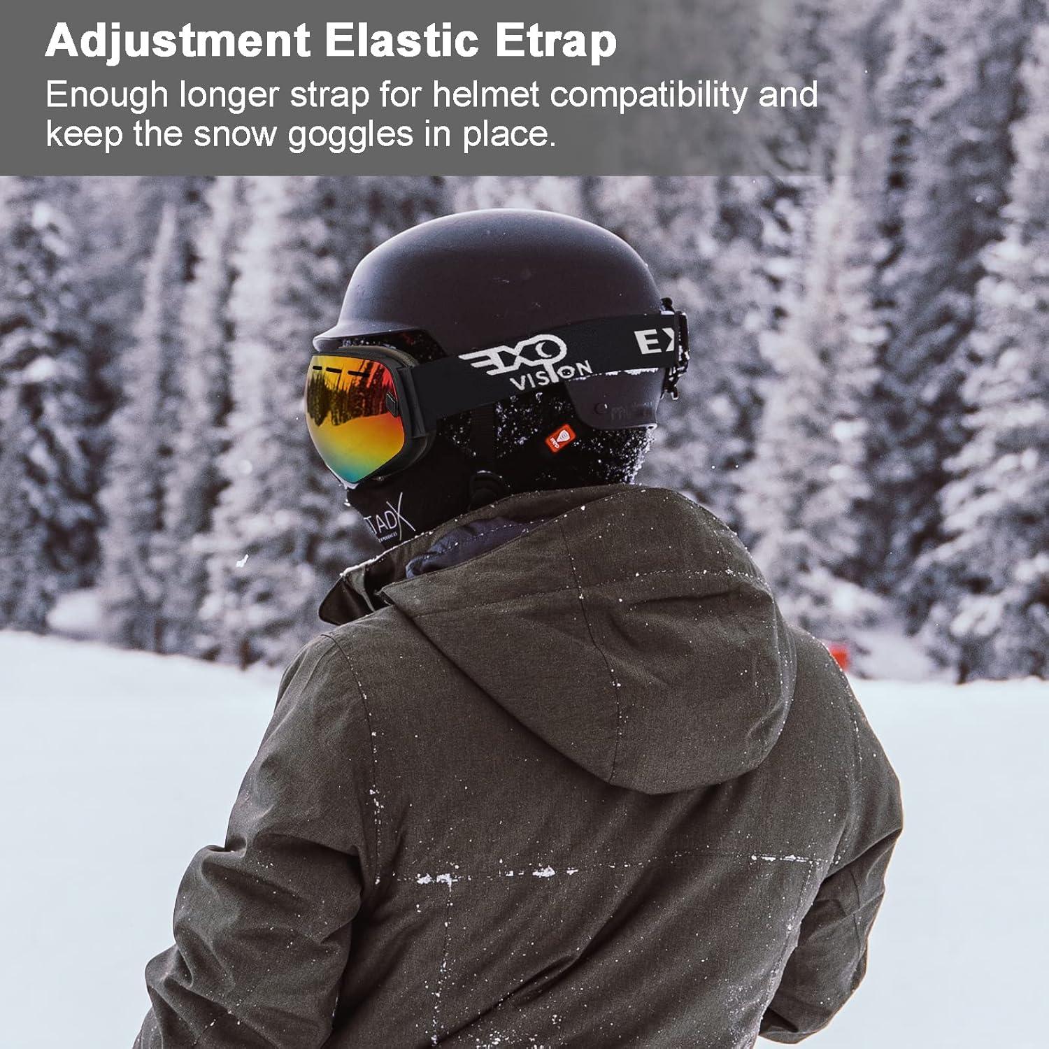 imageEXP VISION Snowboard Ski Goggles Men Women Youth Anti Fog OTG Winter Snow Goggles Spherical Detachable LensRed