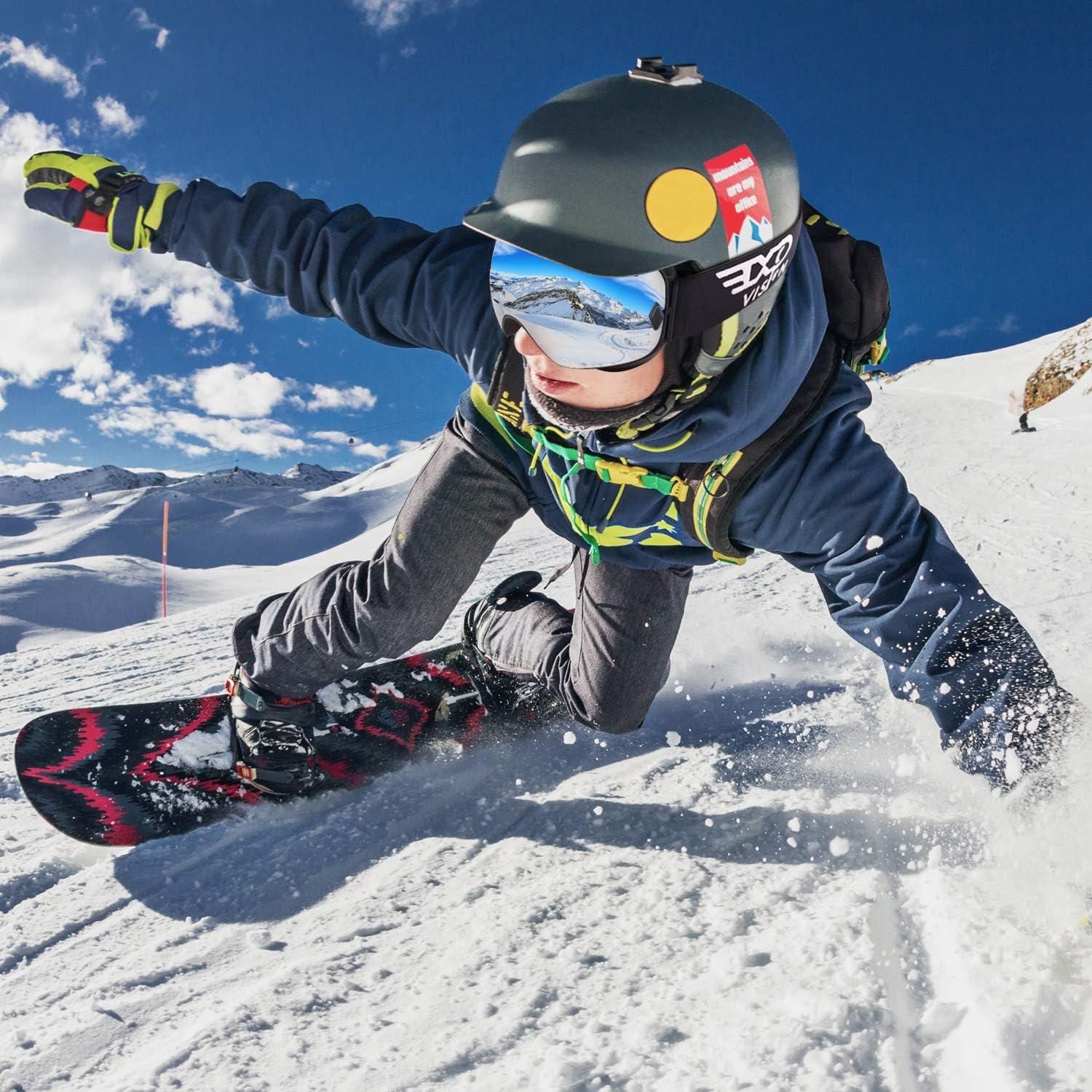 imageEXP VISION Snowboard Ski Goggles Men Women Youth Anti Fog OTG Winter Snow Goggles Spherical Detachable LensSilver