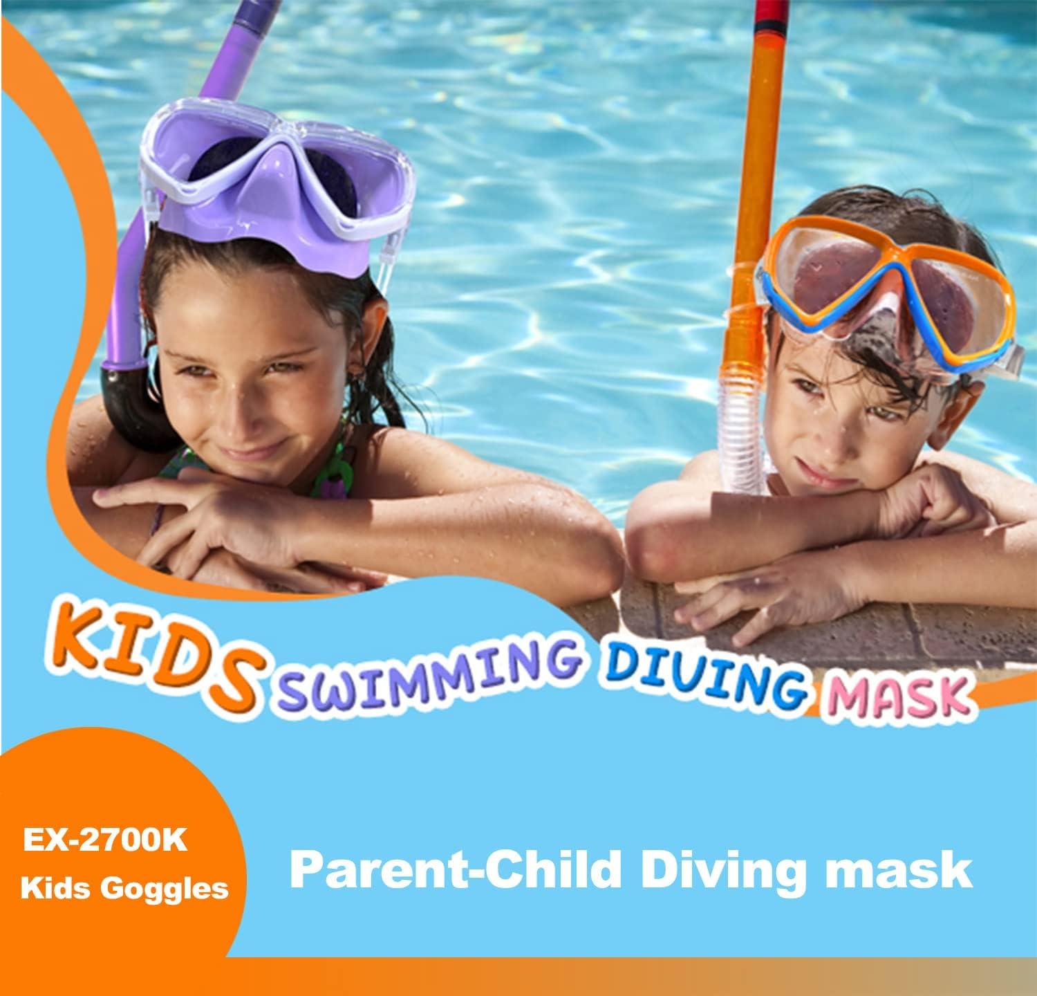 imageKids Diving Mask 180 AntiFog Swim Mask Tempered Glass Child Swim Goggles with Nose Cover AntiLeak Kids Swim Goggles 414 Boys Girls for Diving Snorkeling SwimmingRedBlue 2PCS