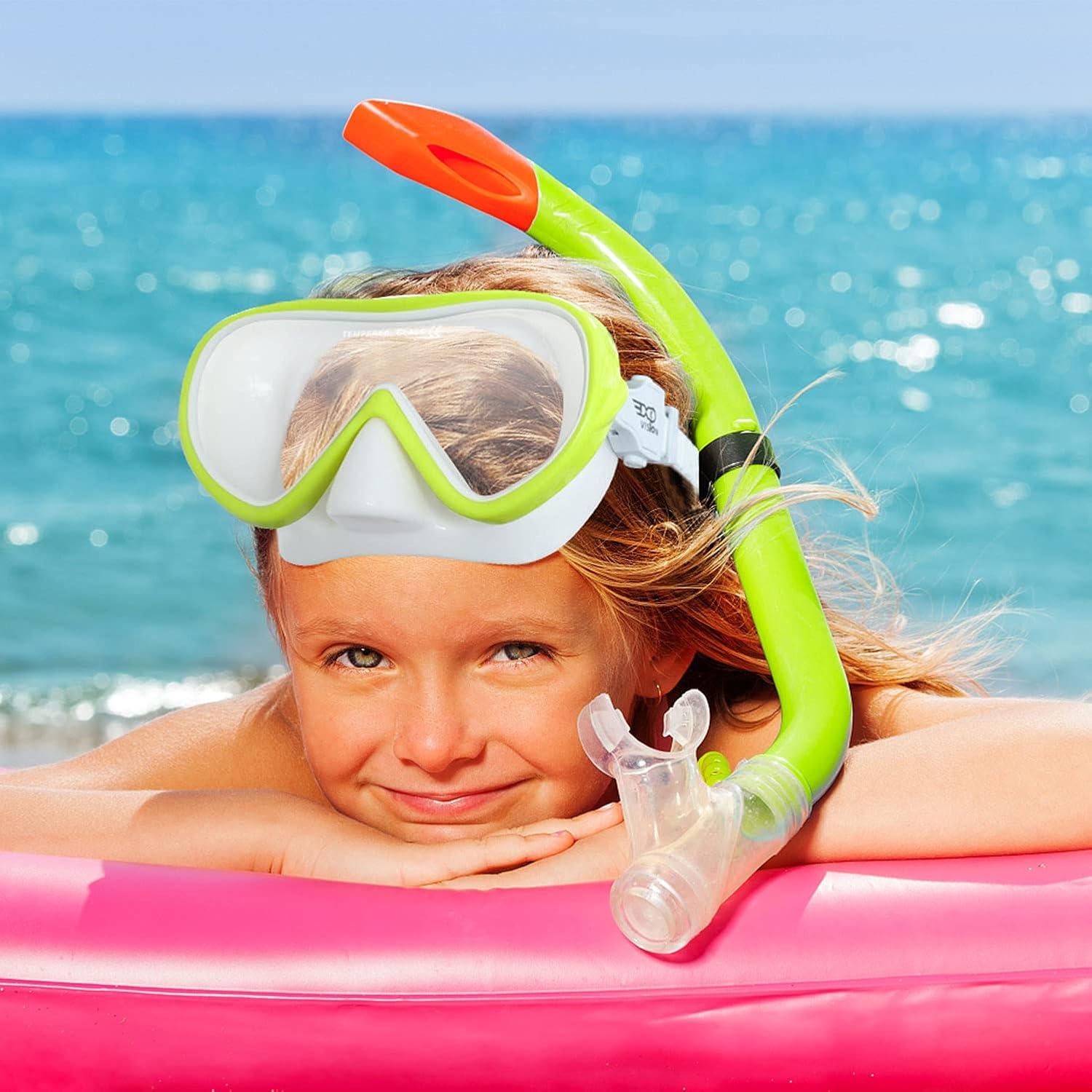 imageKids Snorkel Swim Mask Child Diving Mask AntiFog Swim Goggles with Nose Cover for Snorkeling Diving SwimmingYellow