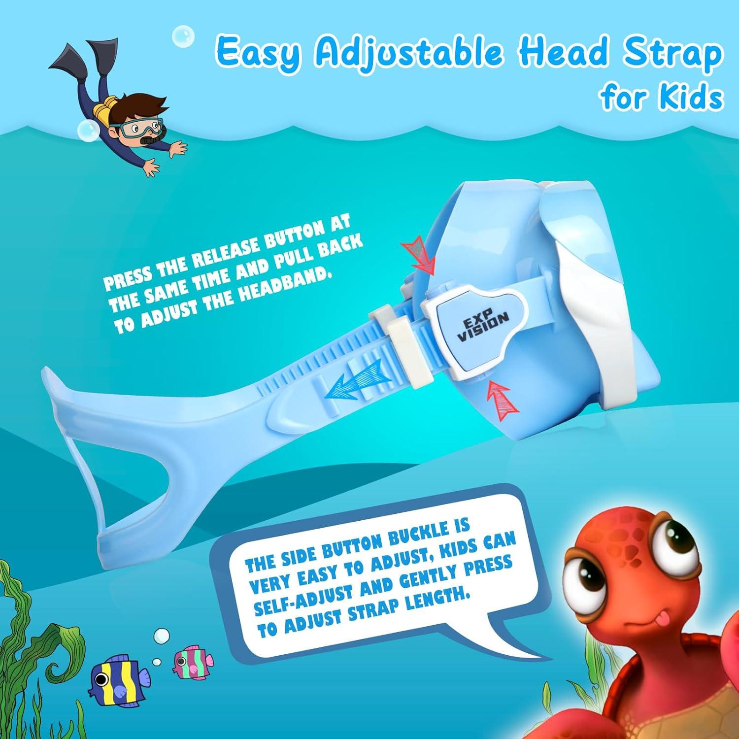 imageKids Swim Mask 180 Snorkel Diving Mask AntiFog Child Swim Goggles with Nose Cover NoLeak Swimming Goggles AntiShattered Lens for Youth 415Blue