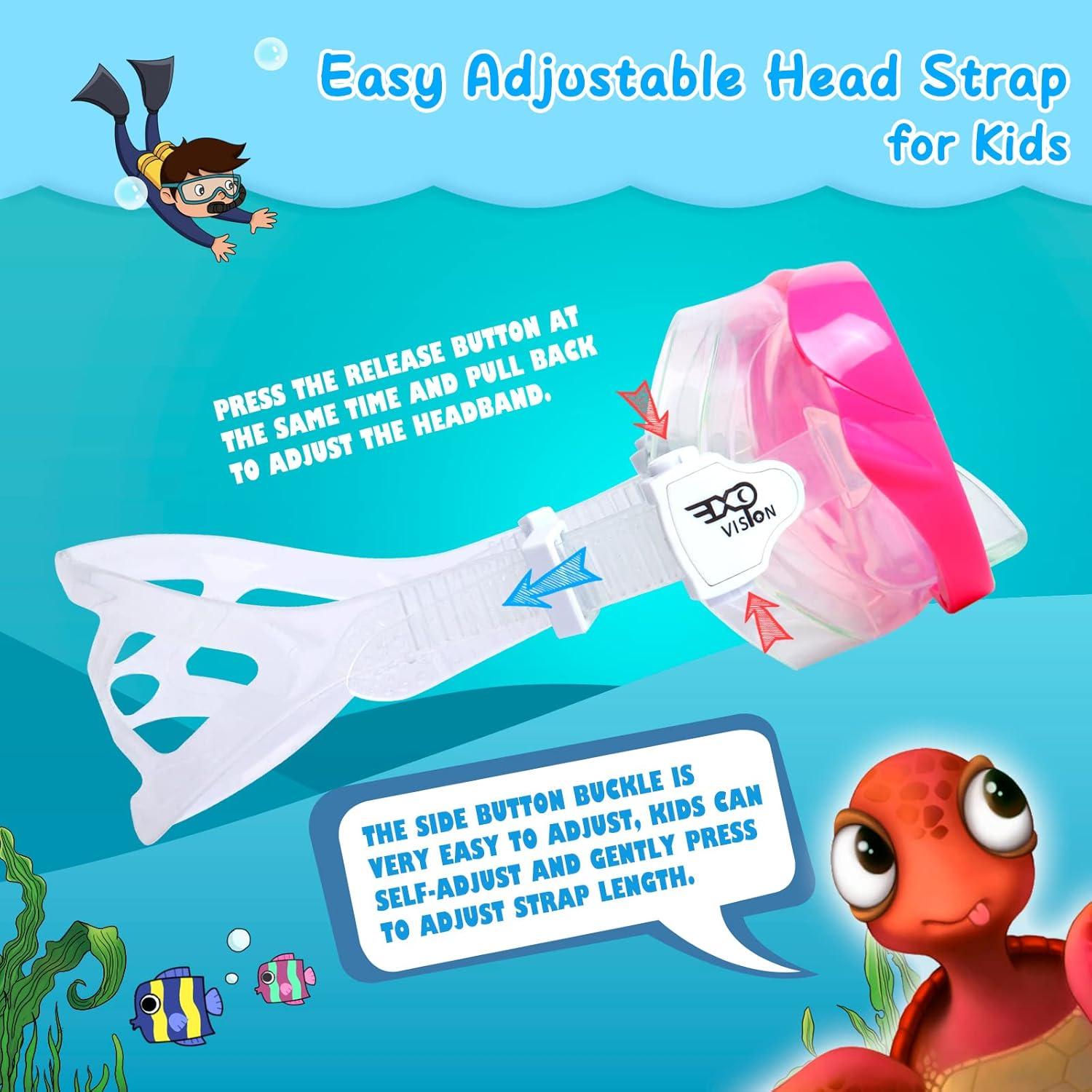 imageKids Swim Mask 180 Snorkel Diving Mask AntiFog Child Swim Goggles with Nose Cover NoLeak Swimming Goggles AntiShattered Lens for Youth 415Bright Pink