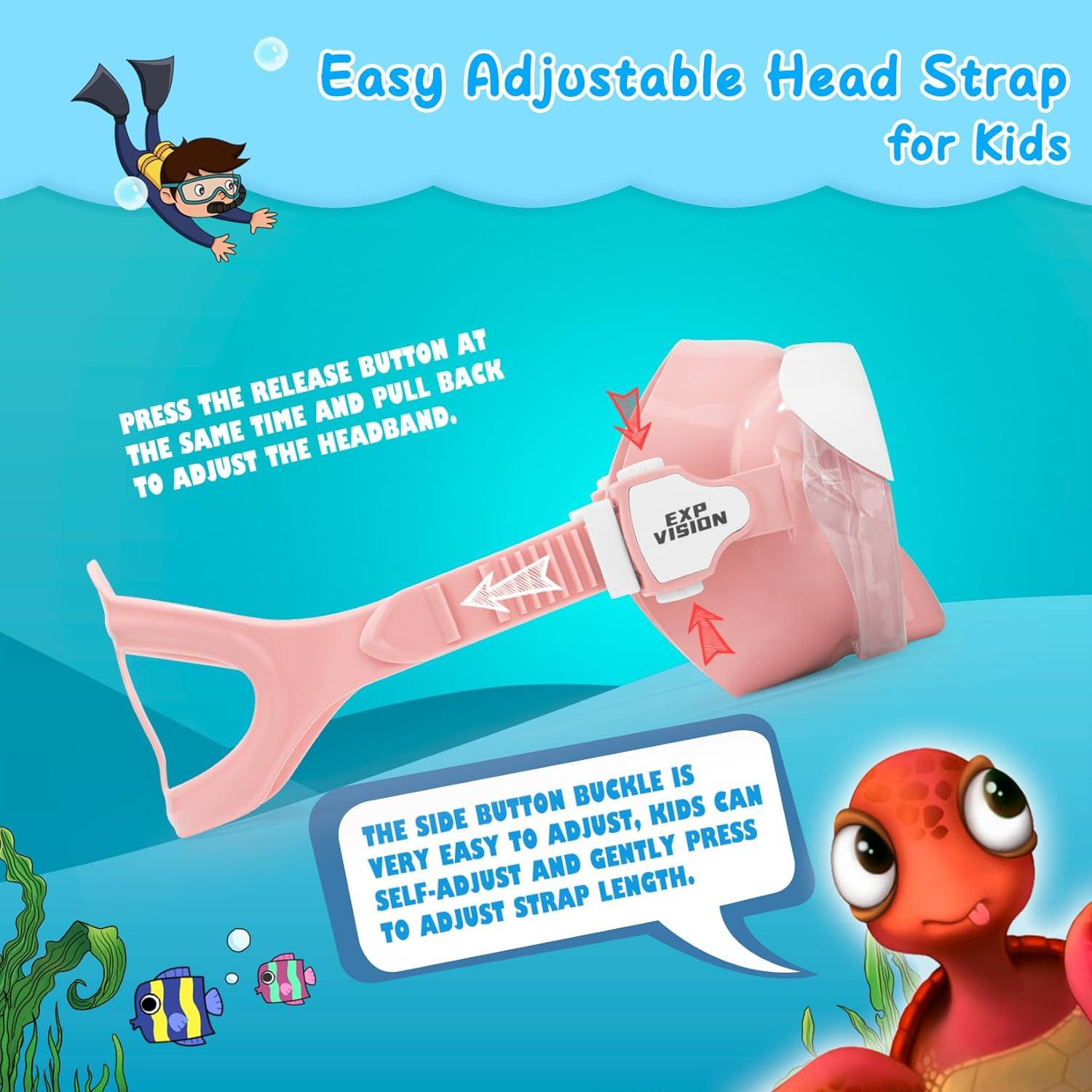 imageKids Swim Mask 180 Snorkel Diving Mask AntiFog Child Swim Goggles with Nose Cover NoLeak Swimming Goggles AntiShattered Lens for Youth 415Pale Pink
