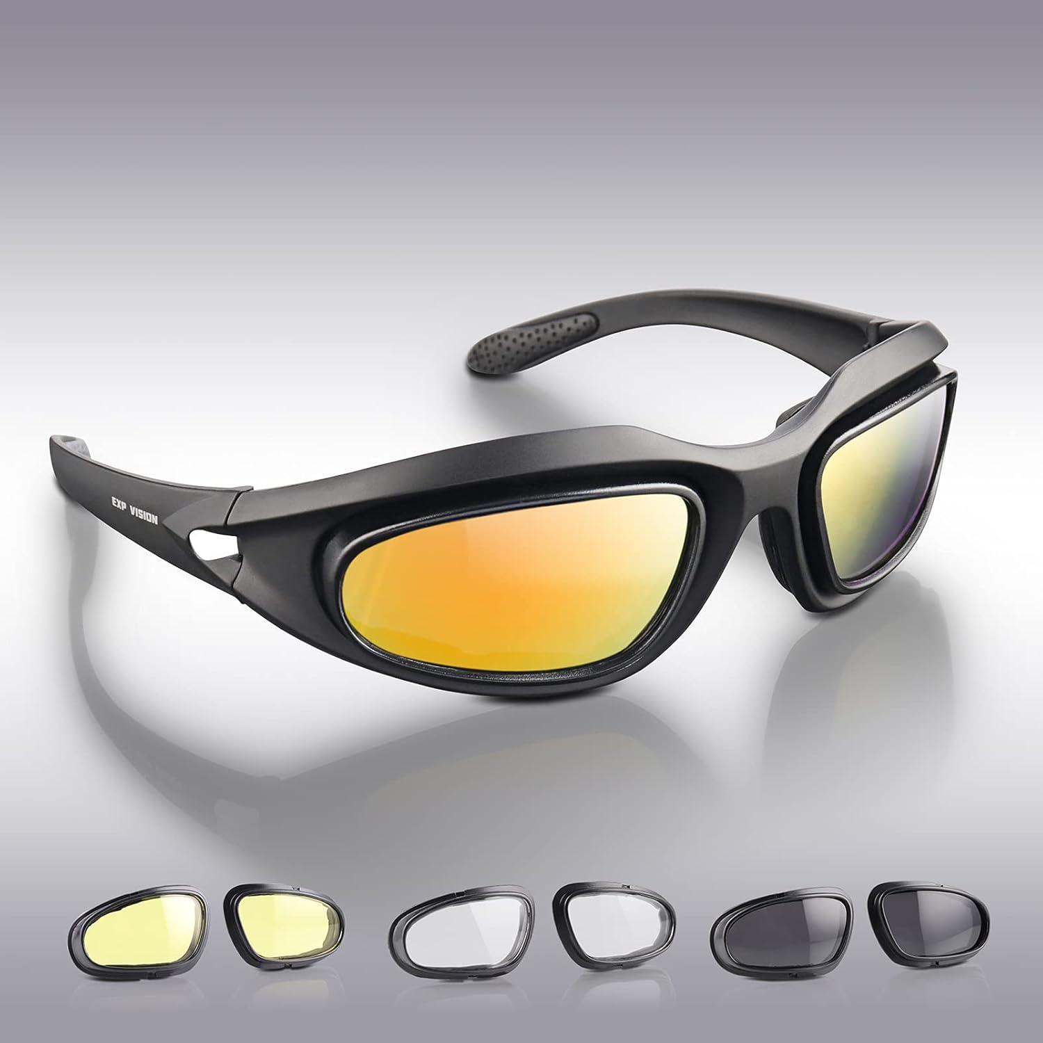imagePolarized Motorcycle Riding Goggles Windproof Cycling Glasses UV400 Outdoor Sports Sunglasses Interchangeable Lenes for Running Baseball Golf Driving Fishing Riding Mountain Bike Hiking