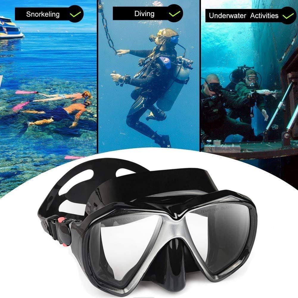 imageSnorkel Diving Mask Panoramic HD Swim Mask AntiFog Scuba Diving GogglesTempered Glass Dive Mask Adult Youth Swim Goggles with Nose Cover for Diving Snorkeling SwimmingABlack