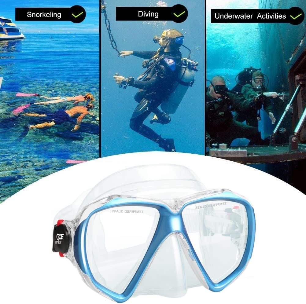 imageSnorkel Diving Mask Panoramic HD Swim Mask AntiFog Scuba Diving GogglesTempered Glass Dive Mask Adult Youth Swim Goggles with Nose Cover for Diving Snorkeling SwimmingLake Blue