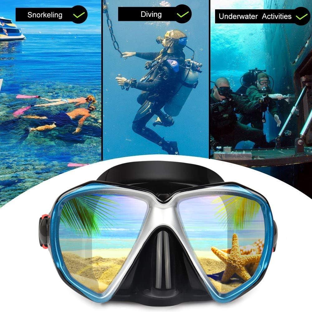 imageSnorkel Diving Mask Panoramic HD Swim Mask AntiFog Scuba Diving GogglesTempered Glass Dive Mask Adult Youth Swim Goggles with Nose Cover for Diving Snorkeling SwimmingBlackBlue 2 Pack