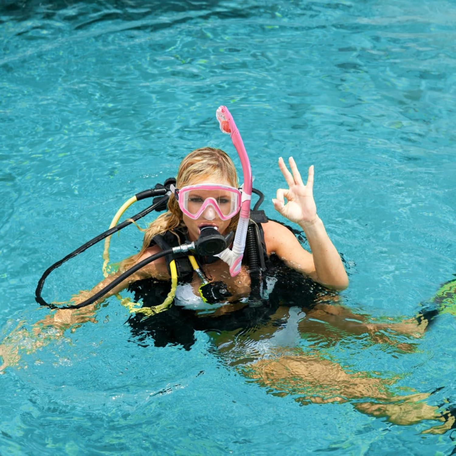 imageSnorkel Set Pano 3 Window Adult Snorkeling Gear Professional Snorkel Goggles AntiFog Diving Mask AntiLeak Swim Goggles and Dry Top Snorkel for Diving Snorkeling SwimmingPink