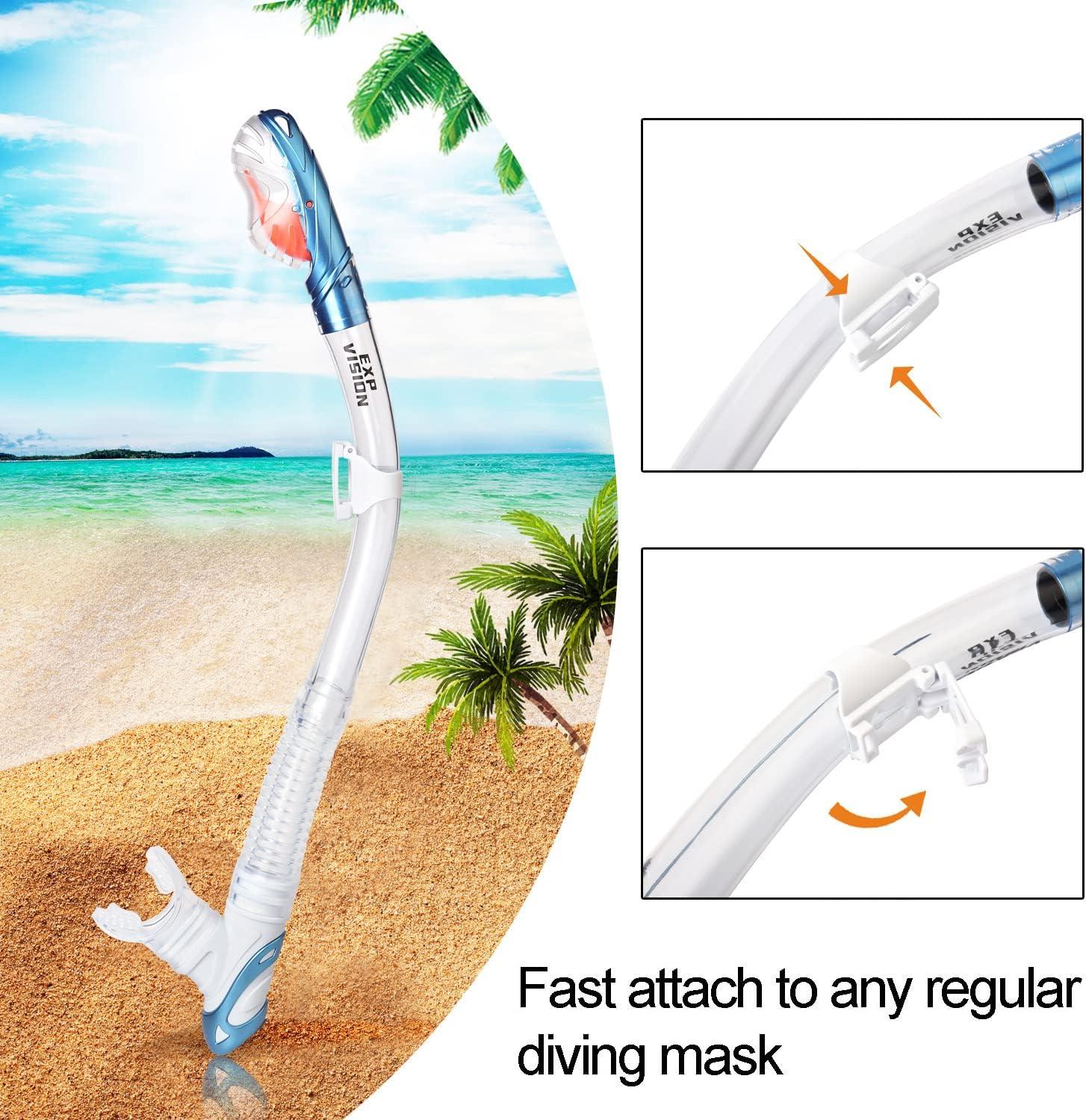 imageSnorkel Set Pano 3 Window Adult Snorkeling Gear Professional Snorkel Goggles AntiFog Diving Mask AntiLeak Swim Goggles and Dry Top Snorkel for Diving Snorkeling SwimmingLake Blue