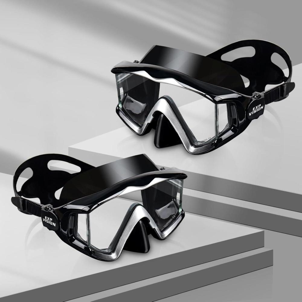 imageAdult Pano 3 Scuba Diving Mask Tempered Glass Snorkel Mask AntiFog Swim Mask No Leakage Swim Goggles with Nose Cover Snorkeling Gear for Snorkeling Freediving SwimmingBlack 2PCS