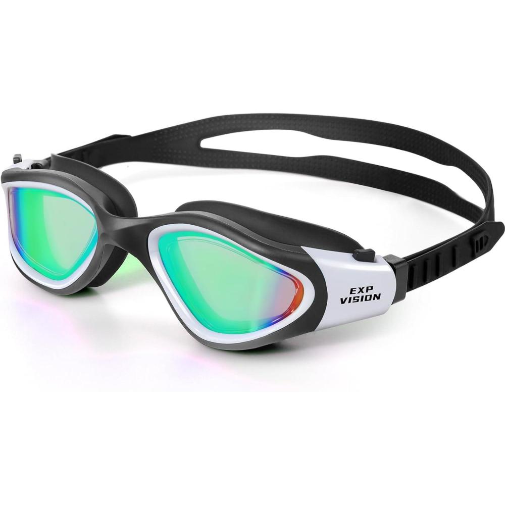 imageEXP VISION Adult Swim Goggles Anti Fog Swimming Goggles Women Men No Leaking Triathlon Water GogglesBlackWhitemirror Gold