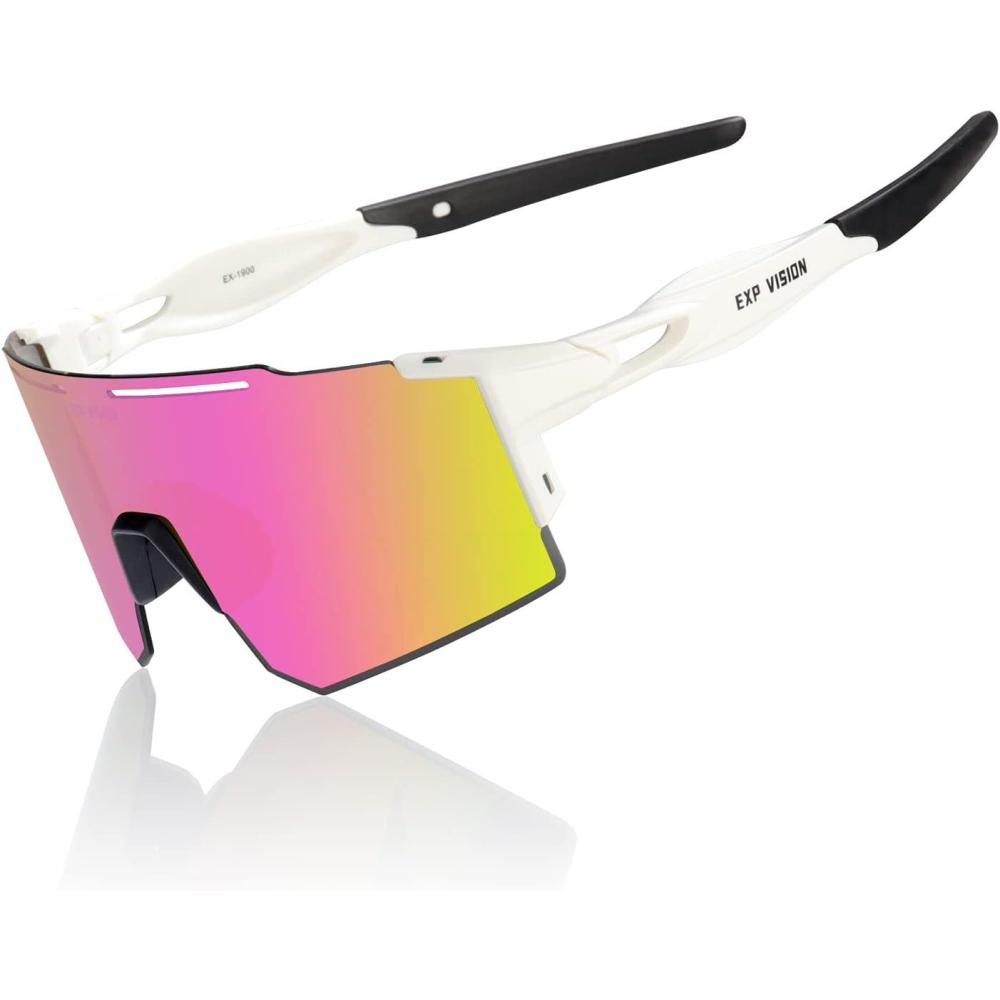 imageEXP VISION Polarized Cycling Glasses UV 400 Sports Sunglasses Biking Goggles Running Hiking Golf Fishing DrivingPink