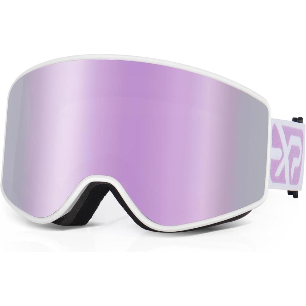 imageEXP VISION SkiSnowboard Goggles Parentchild Snow Goggles Over Glasses for Men Women Youth KidsAdult Ski Gogglespail Lilac