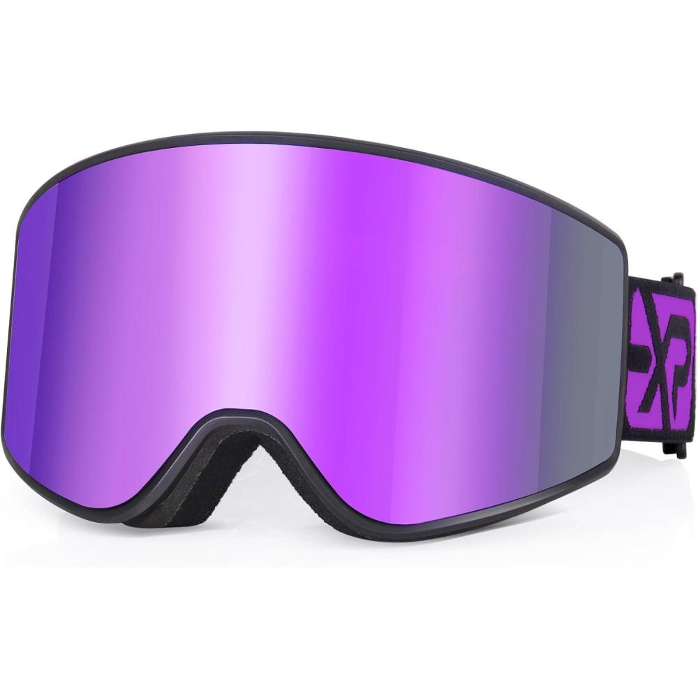 imageEXP VISION SkiSnowboard Goggles Parentchild Snow Goggles Over Glasses for Men Women Youth KidsAdult Ski Gogglespurple