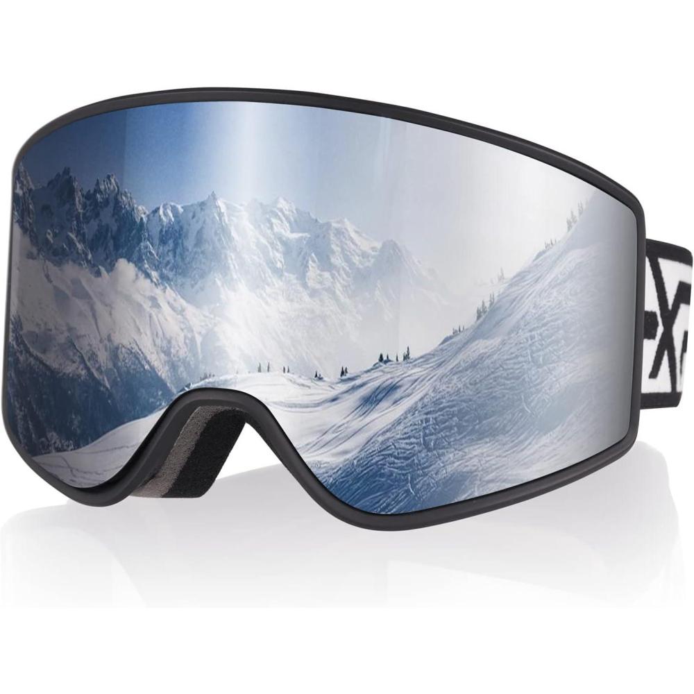 imageEXP VISION SkiSnowboard Goggles Parentchild Snow Goggles Over Glasses for Men Women Youth KidsAdult Ski Gogglessilver