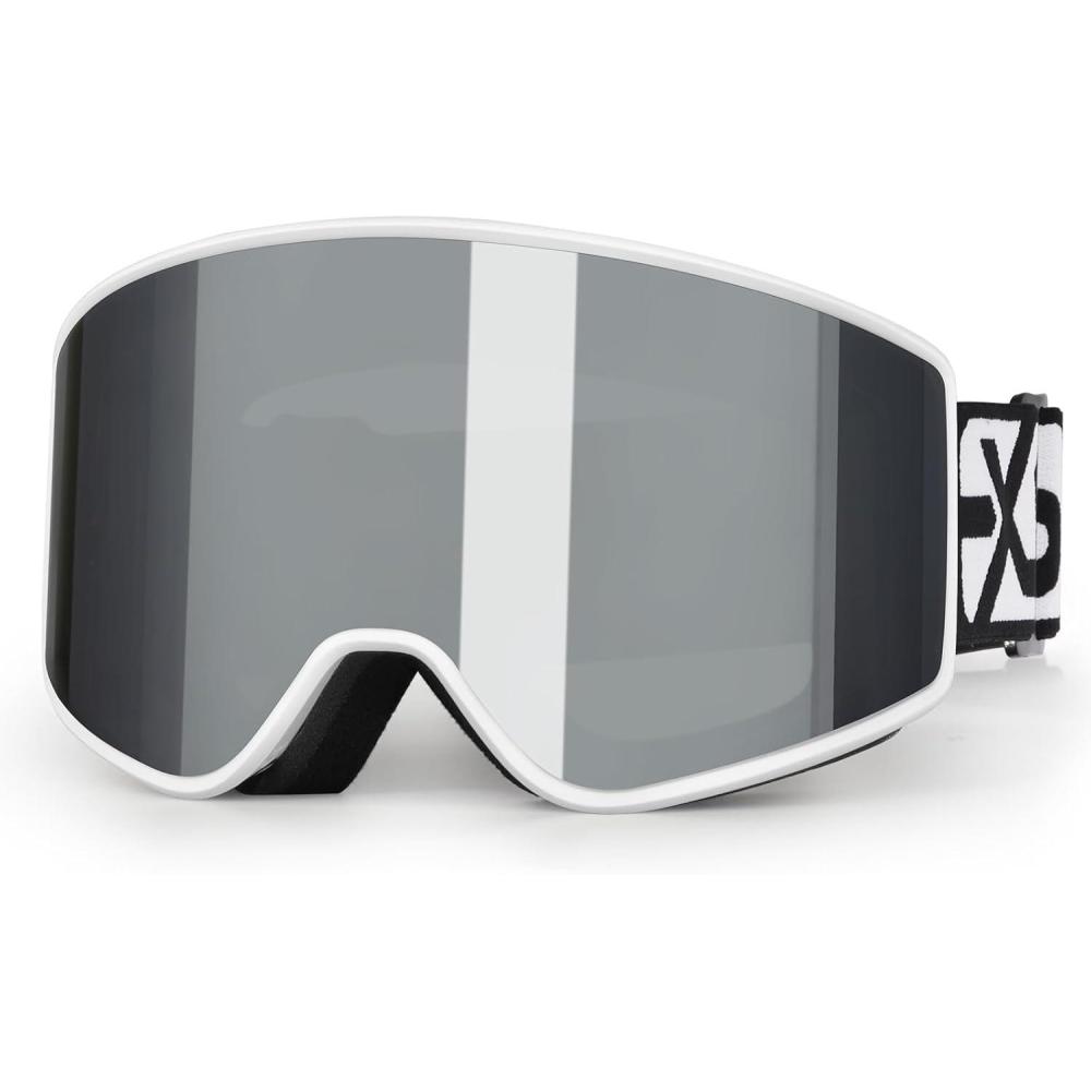 imageEXP VISION SkiSnowboard Goggles Parentchild Snow Goggles Over Glasses for Men Women Youth KidsAdult Ski Goggleswsilver