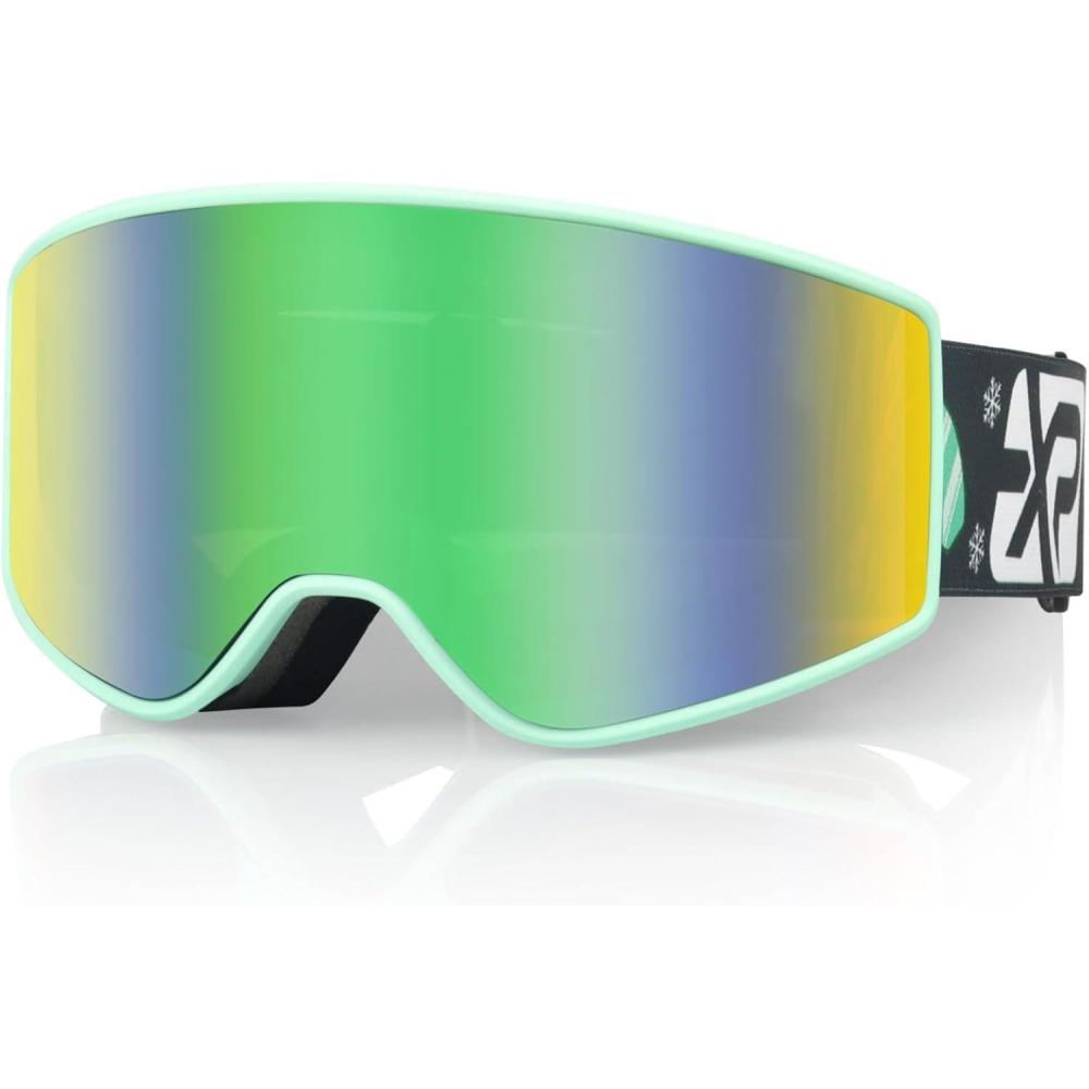 imageEXP VISION SkiSnowboard Goggles Parentchild Snow Goggles Over Glasses for Men Women Youth KidsKids Ski Gogglesgreen