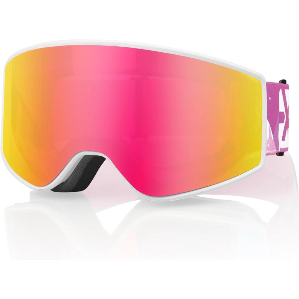 imageEXP VISION SkiSnowboard Goggles Parentchild Snow Goggles Over Glasses for Men Women Youth KidsKids Ski Gogglespink