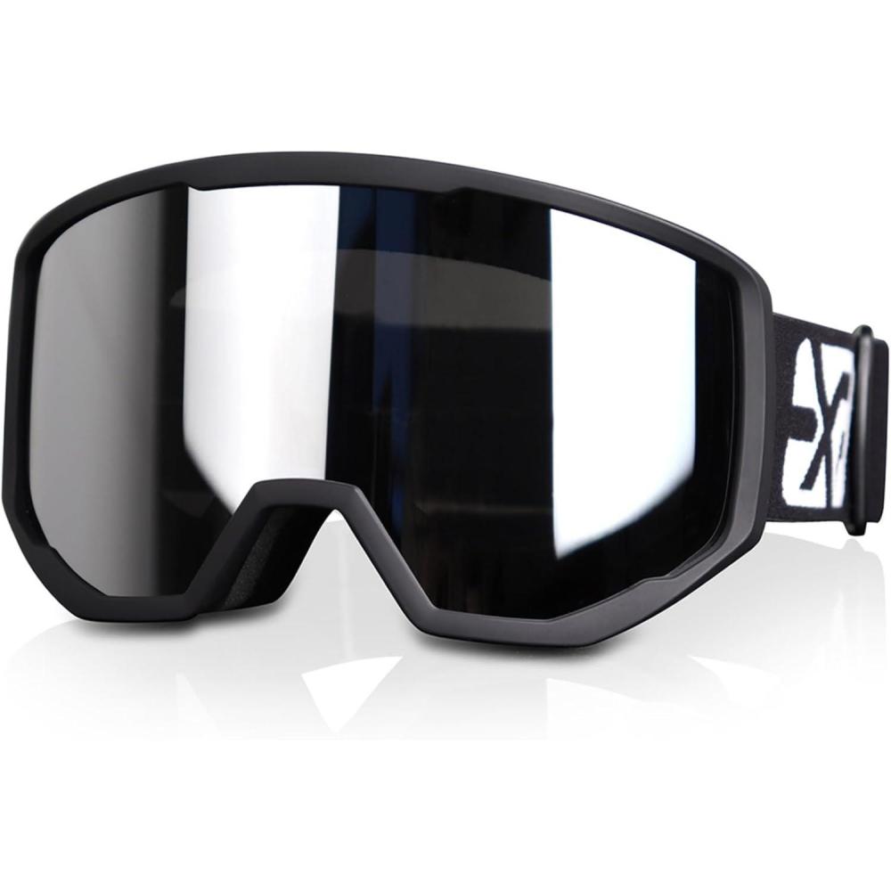 imageEXP VISION SkiSnowboard Goggles for Men Women OTG Snow Goggles Anti Fog UV ProtectionBlack Frame Sliver