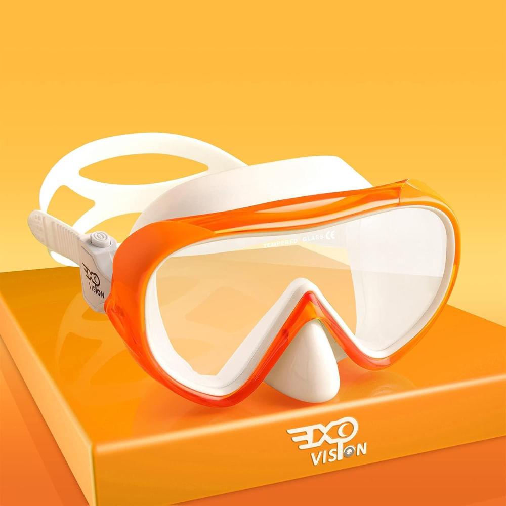 imageKids Snorkel Swim Mask Child Diving Mask AntiFog Swim Goggles with Nose Cover for Snorkeling Diving SwimmingOrange