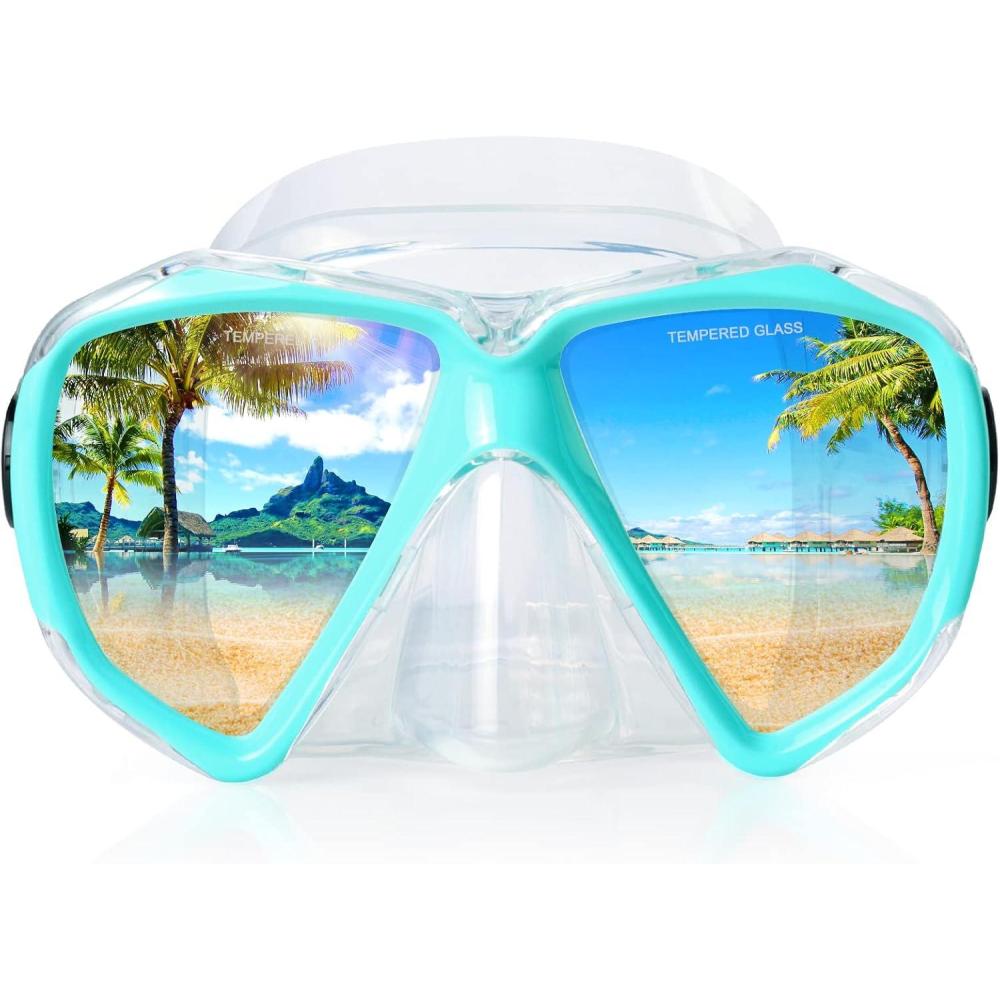 imageSnorkel Diving Mask Panoramic HD Swim Mask AntiFog Scuba Diving GogglesTempered Glass Dive Mask Adult Youth Swim Goggles with Nose Cover for Diving Snorkeling SwimmingLake Green