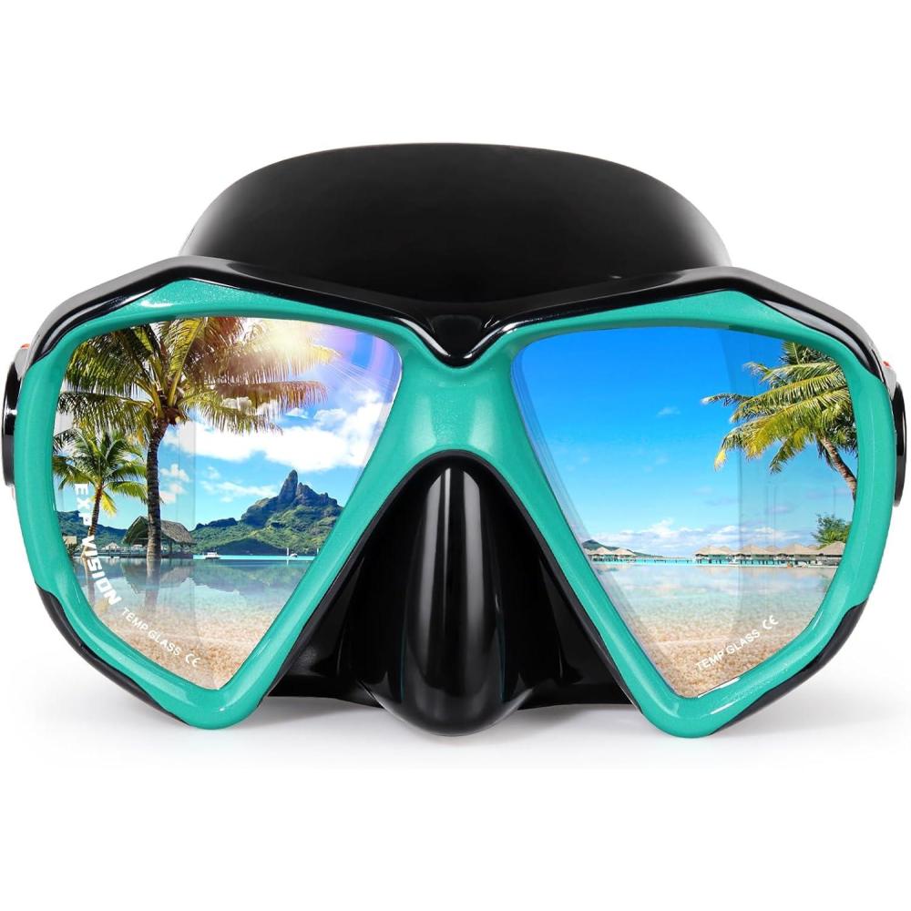 imageSnorkel Diving Mask Panoramic HD Swim Mask AntiFog Scuba Diving GogglesTempered Glass Dive Mask Adult Youth Swim Goggles with Nose Cover for Diving Snorkeling SwimmingBlackOcean Green