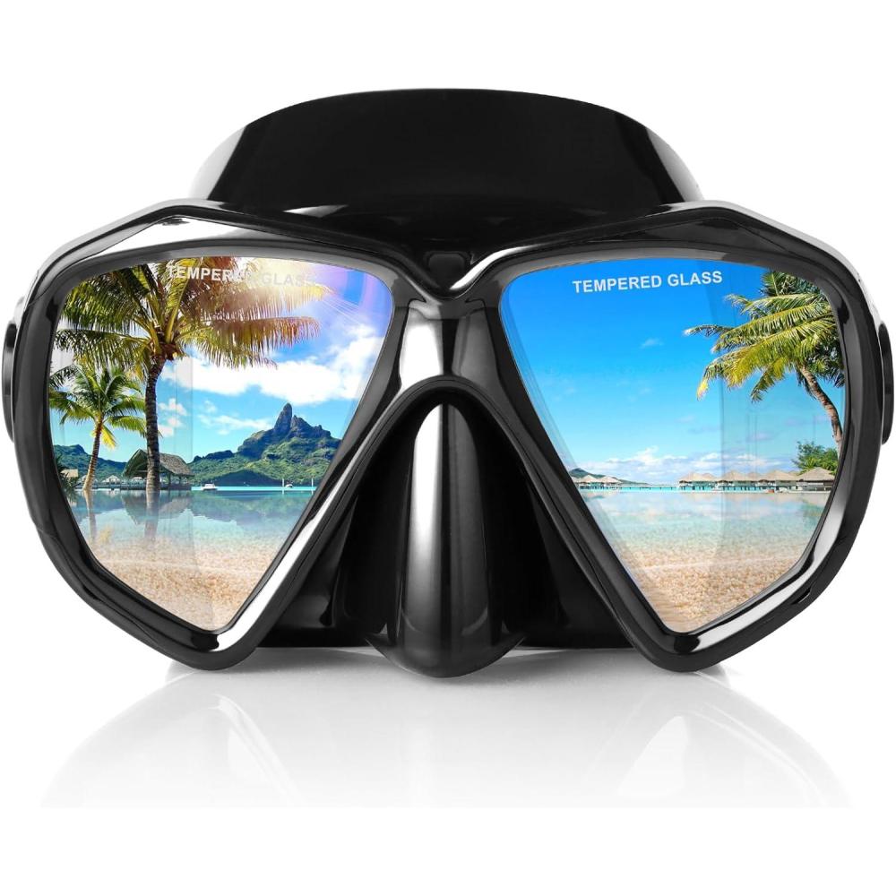imageSnorkel Diving Mask Panoramic HD Swim Mask AntiFog Scuba Diving GogglesTempered Glass Dive Mask Adult Youth Swim Goggles with Nose Cover for Diving Snorkeling SwimmingAllBlack