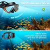 Adult Pano 3 Scuba Diving Mask, Tempered Glass Snorkel Mask Anti-Fog Swim Mask No Leakage Swim Goggles with Nose Cover Snorkeling Gear for Snorkeling, Freediving, Swimming(Orange/Black Set)