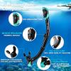 Adult Pano 3 Scuba Diving Mask, Tempered Glass Snorkel Mask Anti-Fog Swim Mask No Leakage Swim Goggles with Nose Cover Snorkeling Gear for Snorkeling, Freediving, Swimming(Black/Ocean Green Set)