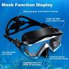 Adult Pano 3 Scuba Diving Mask, Tempered Glass Snorkel Mask Anti-Fog Swim Mask No Leakage Swim Goggles with Nose Cover Snorkeling Gear for Snorkeling, Freediving, Swimming(Blue Set)